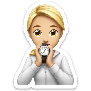 girl checking watch sticker