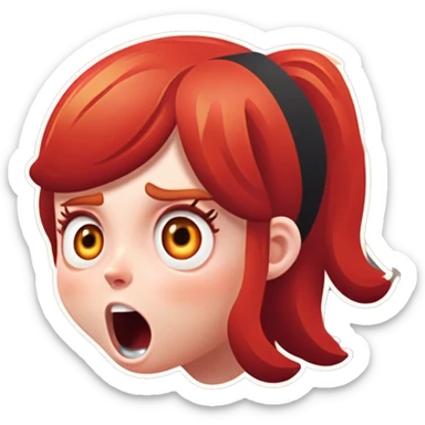 shocked white girl with long red red hair sticker