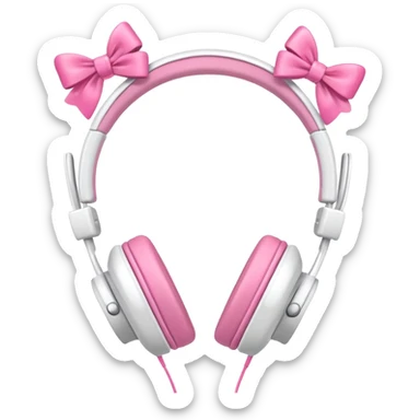 White headphones with pink bow sticker