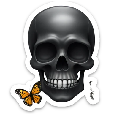 black skull with butterfly sticker