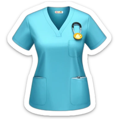 light blue scrub top for nurses with badge sticker