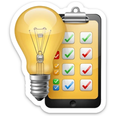 light bulb with a checklist sticker