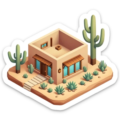 Isometric southwestern desert home sticker