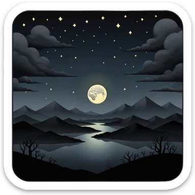 dark and eerie scene, the entire world covered in darkness. The sky is deep black with no stars or light, no moon, no glow just total void and silence. The atmosphere feels ominous and unsettling, as if darkness has swallowed everything. No characters, no visible light sources sticker