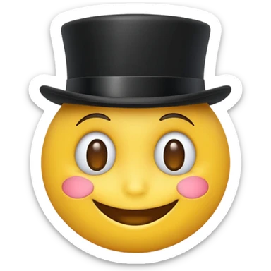 A yellow emoji with a top hat on😀 sticker