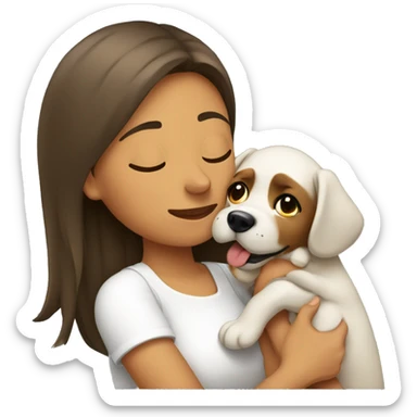 MUJER ABRAZO CON PERRITA sticker