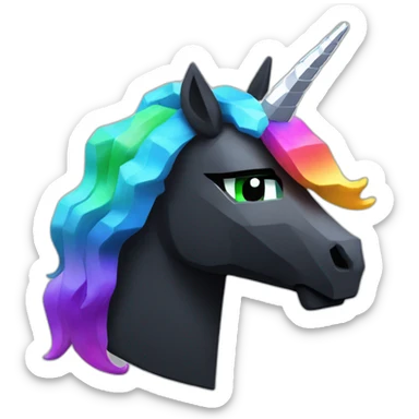Minecraft Rainbow Black Unicorn Head With Diamond Horn sticker