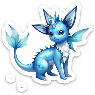 Shiny Sparkly Ethereal Iridescent Nebulae Exotic Colorful Vaporeon-Glaceon-Amaura-Aurorus-Fakémon-hybrid-creature (full body)  sticker