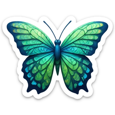 Green blue butterfly  sticker