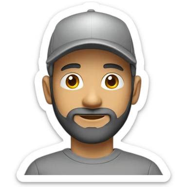 Project manager in a baseball cap, gray hoodie and short beard sticker