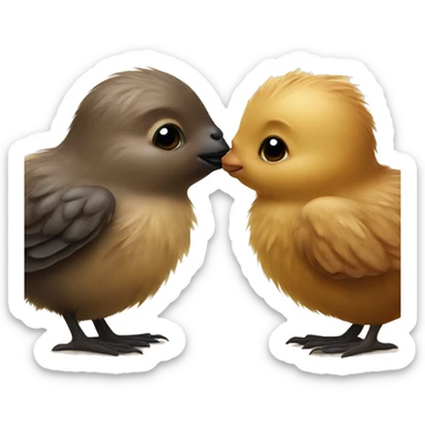 little chick and beaver kissing sticker