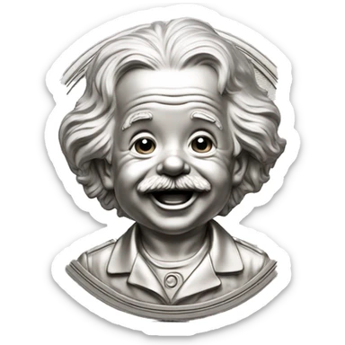 albert einstein happy baby face silver medal sticker