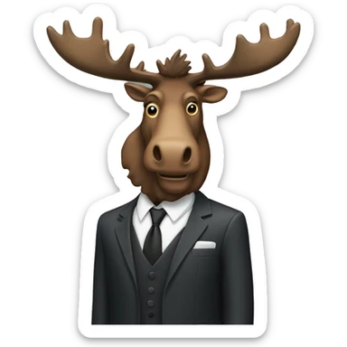 man with moose head in a suit sticker