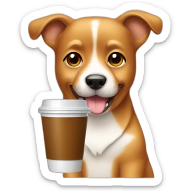 caramel dog with glass of coffee sticker