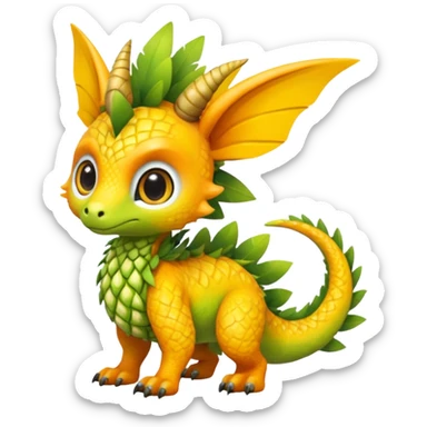 Mango-Pineapple-Kiwi-themed "Dutch Angel Dragon"-"Vernid"-"Trico"-furry-Fakémon-hybrid-creature (full body) sticker
