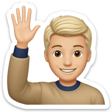 generate a emoji of man saying hii with normal skintone with some nice hair style sticker