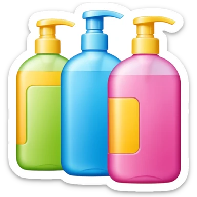 3 shampoo bottles  sticker