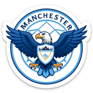 Manchester City logo, stylized eagle and football sticker