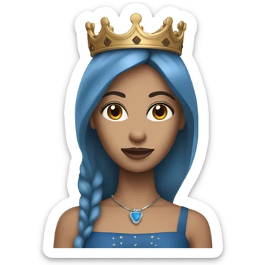 A brown hair blue eye girl as a quyen with edge sticker