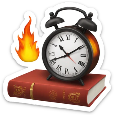 fire clock with book sticker