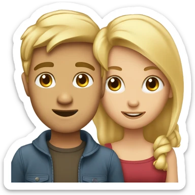 een jongen en een meisje die allebei blond zij.mn sticker
