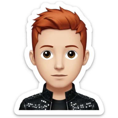 Dave Phoenix Farrell from Linkin Park with auburn hair, light skin, black sequin outfit sticker