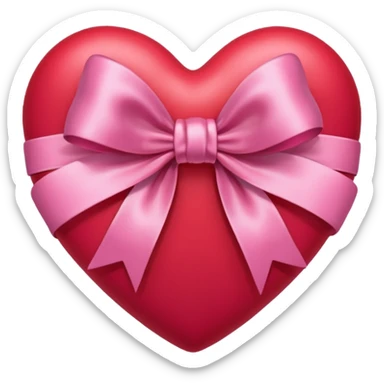 red heart with bow wrapped around it  sticker