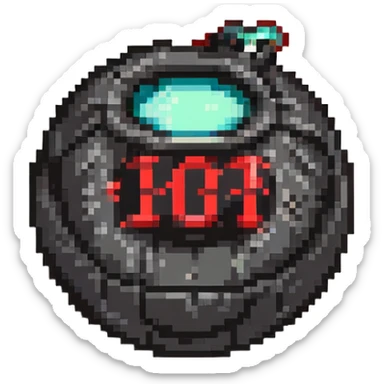 Digital bomb with timer display, round black bomb body, red countdown numbers, pixel art style sticker