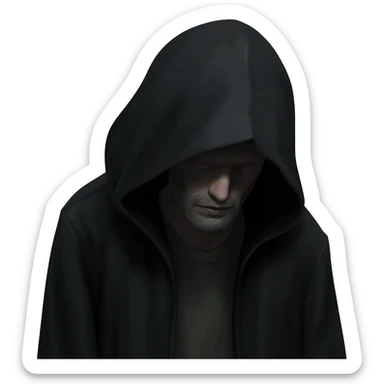 homeless skinny mancloaked shadow figure sticker