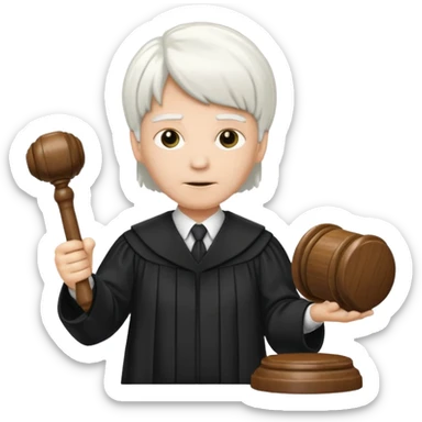 Judge with white wig and gavel sticker
