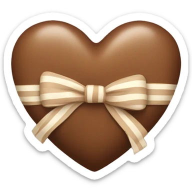 brown pastel heart with a beige striped bow sticker