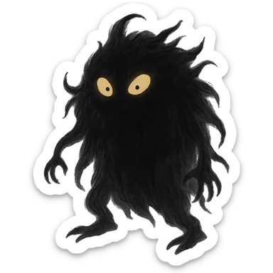 mysterious shadowy monster with glowing eyes sticker