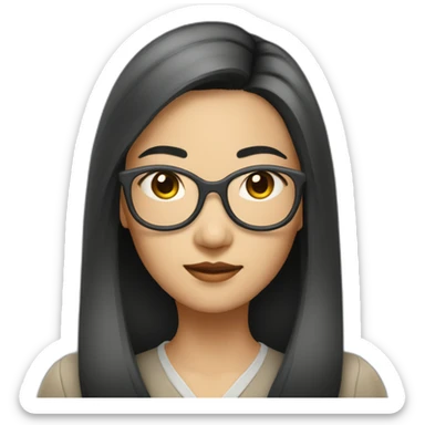 40's Asian woman with glasses and straight hair sticker