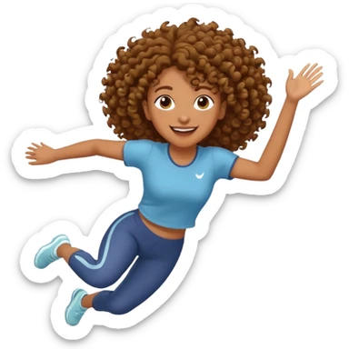 Treino de corrida mulher morena de cabelos cacheados caindo nas costas sticker