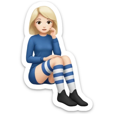 Cute girl thigh high socks sitting legs out  sticker