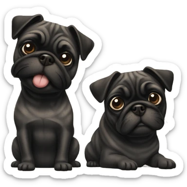 Two black brindle pugs sticker