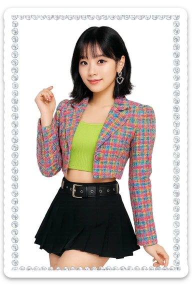 kpop star with rhinestone border, cute and trendy sticker