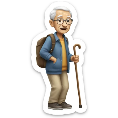 Old person with walking stick sticker