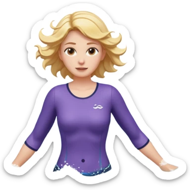 woman standing in the ocean with visible waves around her, medium shot showing upper body and surrounding water, waves clearly rising and splashing, dynamic sea motion, confident expression, 3D cartoon style, mobile game icon style, clean composition, no text, no watermark
  sticker