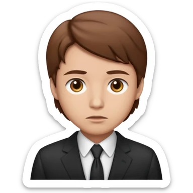 Mach mir einen trader an der börse mit braunen haaren mit einem fragenden blick und mit anzug sticker