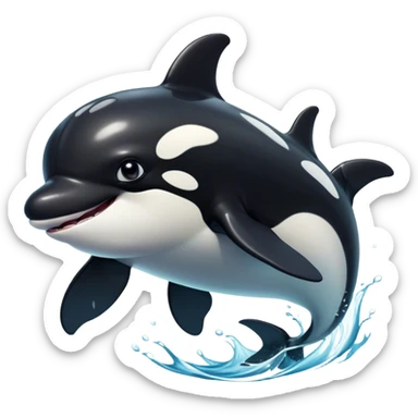 Cinematic Comical orca Portrait Emoji, Head tilted dramatically with an exaggeratedly shocked expression, featuring a sleek black-and-white body with wide, comically expressive eyes full of playful disbelief and animated flippers, Simplified yet hilariously expressive features, highly detailed, glowing with a slightly sassy oceanic glow, high shine, dramatic yet playful, stylized with an air of cheeky marine mischief, soft glowing outline, capturing the essence of a meme-worthy orca that looks ready to make waves with its hilariously dramatic antics! sticker