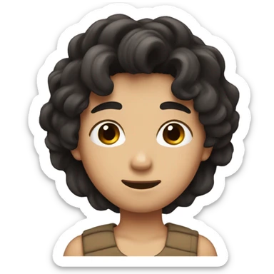 Create a boy with a calm eyes and have brown mixed black hair, a heart mark in his forhead sticker