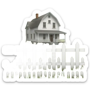 Farmhouse with a white picket fence sticker
