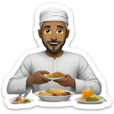 Muslim man eating iftar sticker