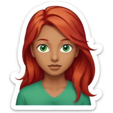 Like the first but her eye green  and blue and her hair red that brolong herwn  sticker