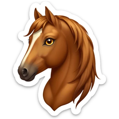 Cinematic Elegant Bay Horse Portrait Emoji, Head held high with a serene, majestic gaze, showcasing a magnificent bay fur with a rich, lustrous sheen, a flowing mane and tail, and radiant amber eyes that exude beauty and grace, Simplified yet majestically refined features, highly detailed, glowing with a soft, ethereal light, high shine, poised and breathtaking, stylized with an air of pure elegance, capturing the essence of a stunning and graceful steed, so beautiful it feels like it could gallop out of the screen with effortless charm! sticker