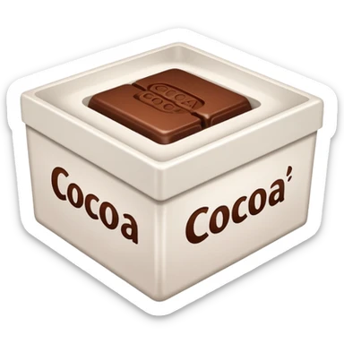 A white box with the inscription cocoa sticker