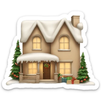 Cozy beige home with Christmas decorations  sticker