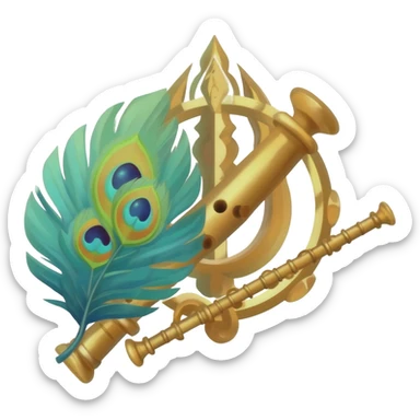 Lord Krishna's mayur pankh, sudarshan chakra and flute in one emoji sticker