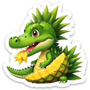 Cute crocodile eating a pineapple sticker